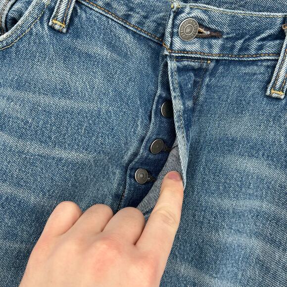 Men's Levi's 501 Straight Leg Blue Denim Button Fly Worn in Faded Jeans sz 34x32 - Picture 3 of 8